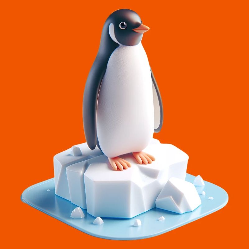 Pinguin auf Eisblock 3D