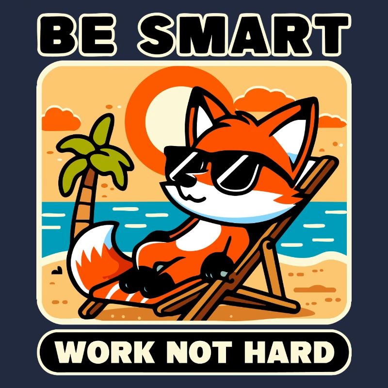 Be smart work not hard Fuchs - Motivationsfox