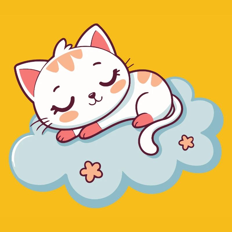 Sleeping Kitten on Soft Cloud