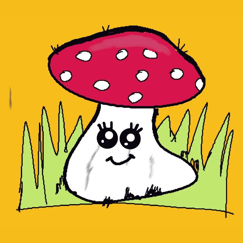 Winking mushroom with red hat
