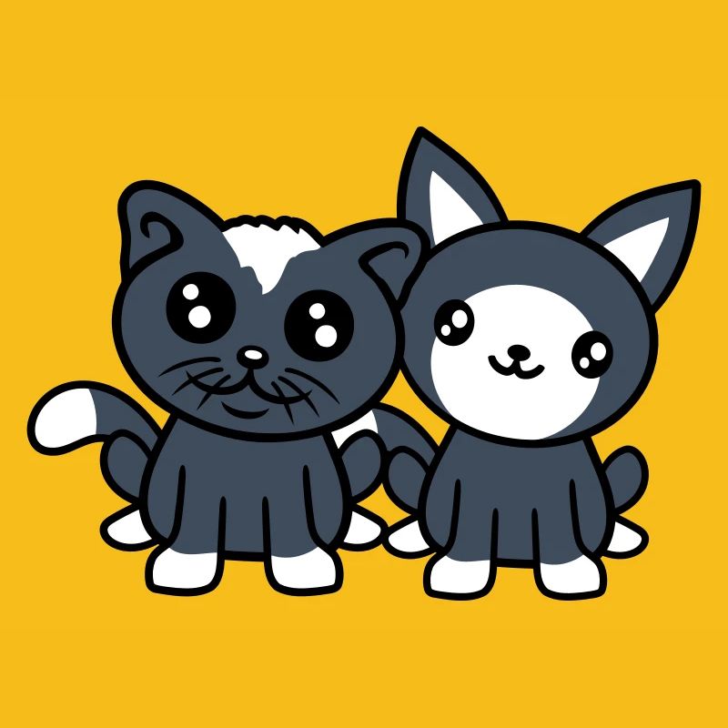 2 chats amis équipe équipage deux chatons de compagnie