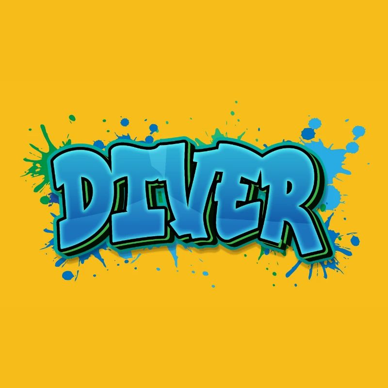 Diver Graffiti Paint Splash - Gift for Divers