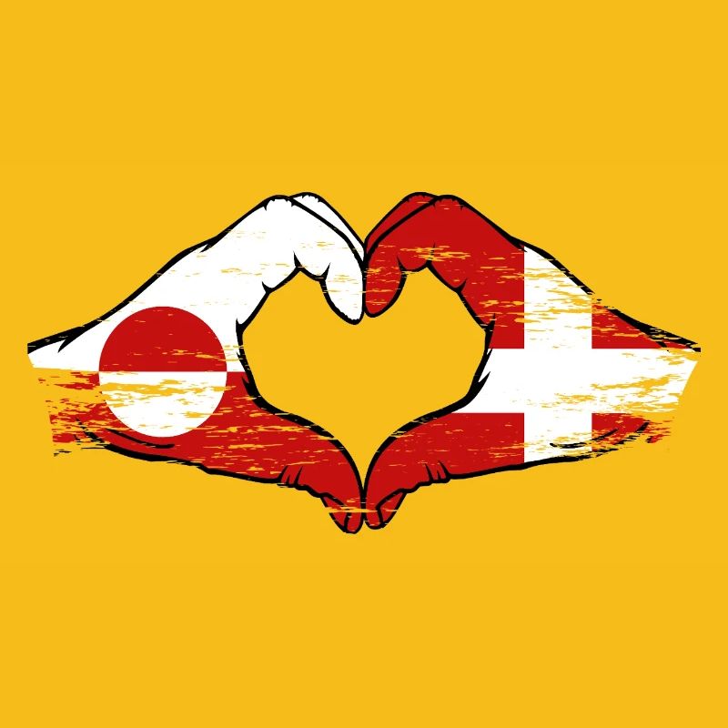 Mains du drapeau du Groenland, Danemark, forme de cœur utilisée