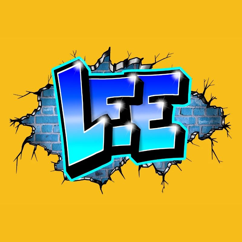 Graffiti LEE Blue Brick Risse
