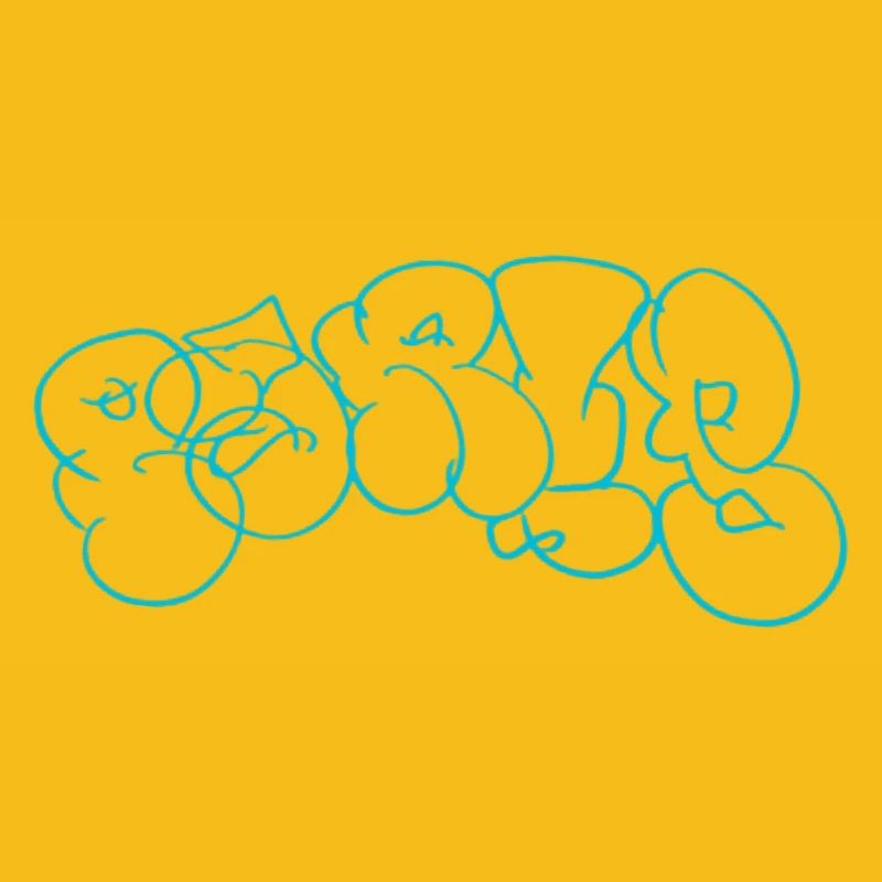 Blaues Bubble-Graffiti Muster im Paris Style
