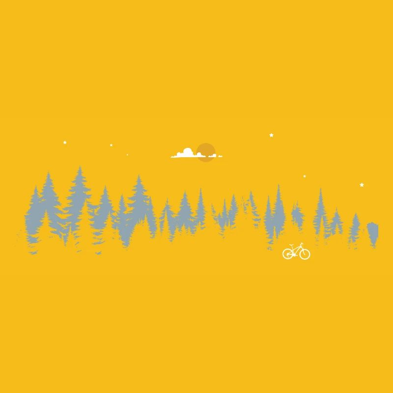 Moonlit Forest Bicycle Scene