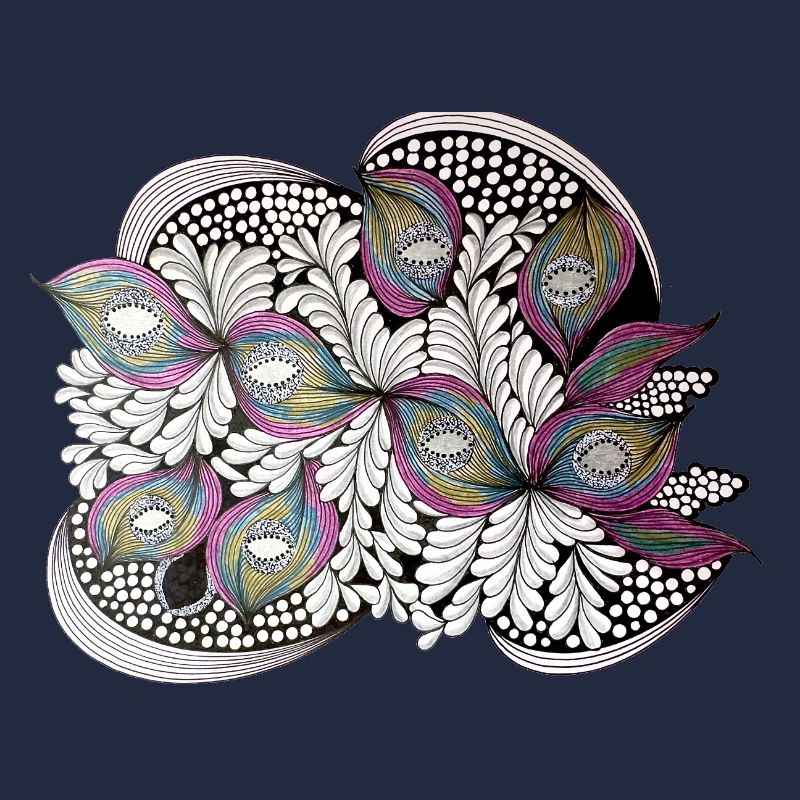 Peacock Feather Doodle Pattern