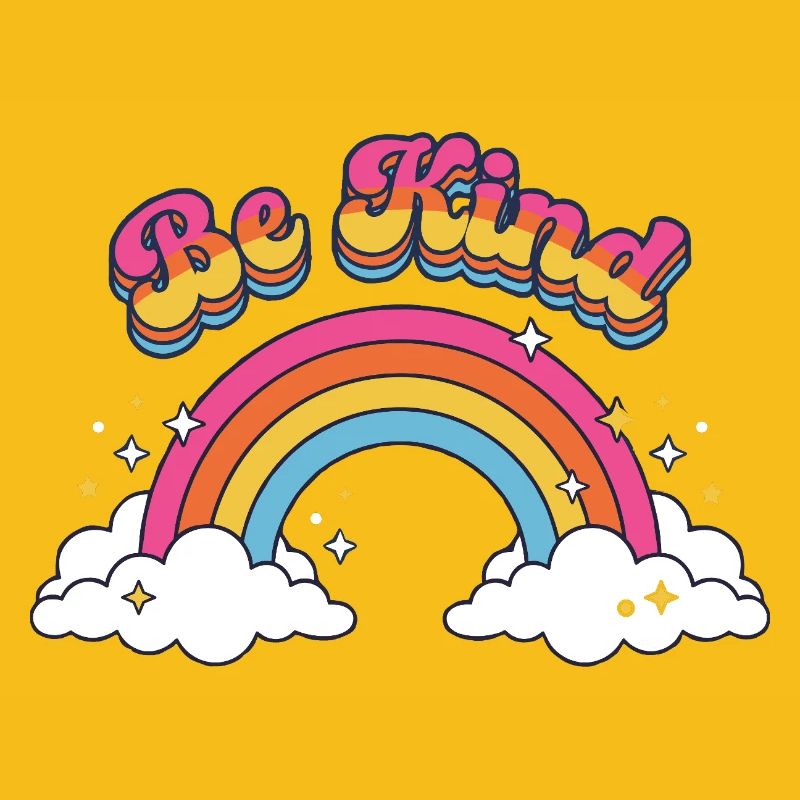 Be Kind Retro Rainbow Positive Vibes