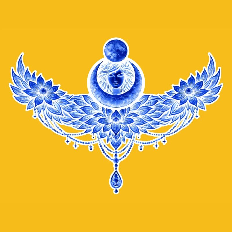 Lune ailée bleue