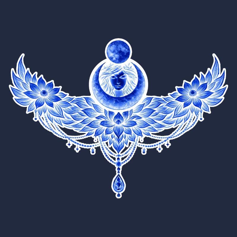 Lune ailée bleue