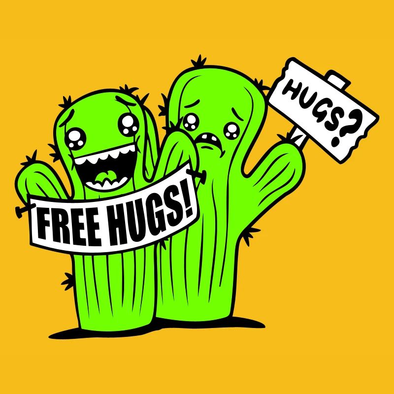 Free Hugs Cactus Hug Face Sad Shield