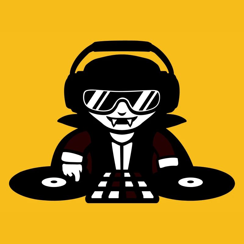 Vampire DJ DJ with mixer and turntable