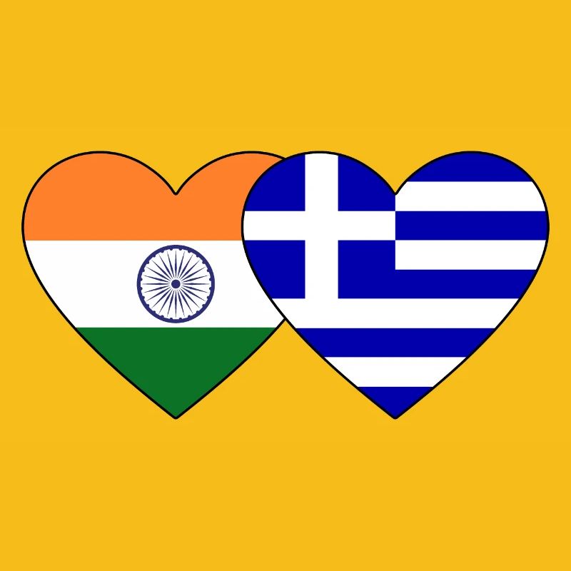 Inde Grèce Drapeau Coeur