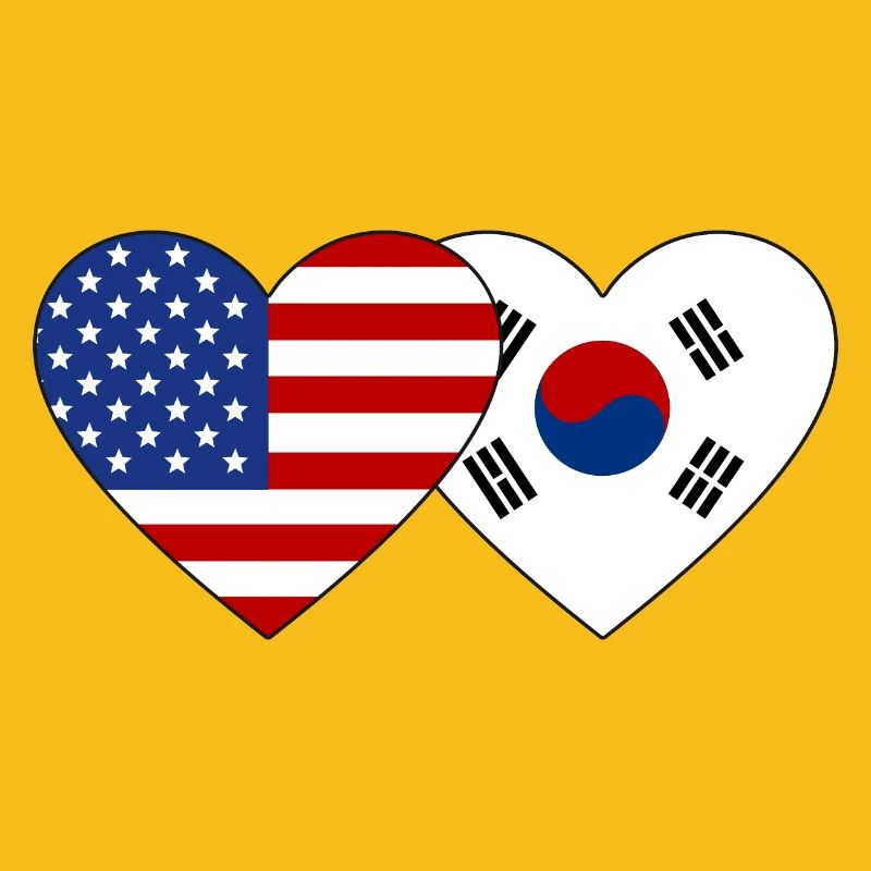 États-Unis, Corée du Sud, Drapeau Coeur