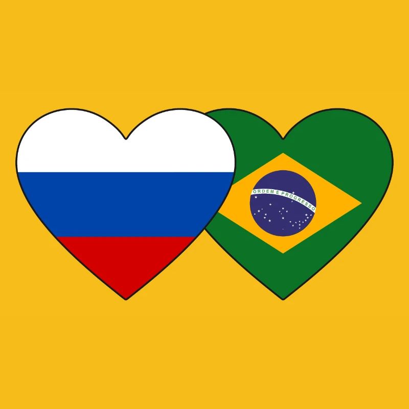 Drapeau de la Russie et du Brésil
