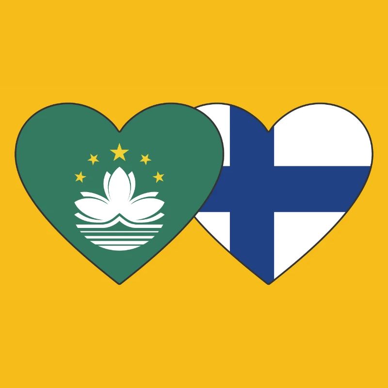 Cœur de drapeau de Macao Finlande