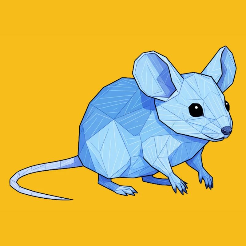 Blue Low-Poly Mouse