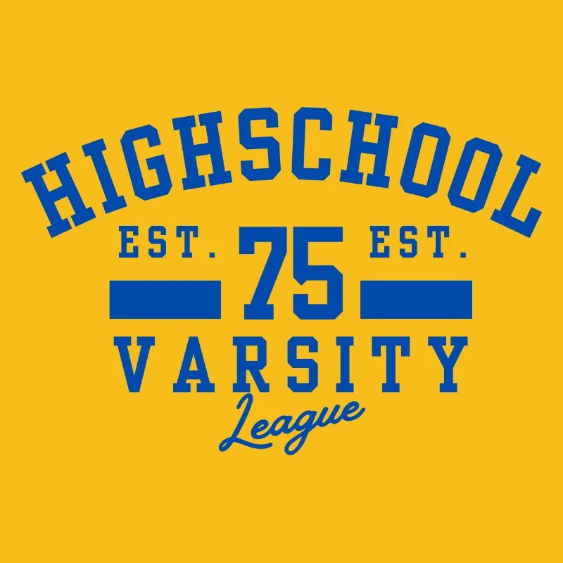 Highschool Varsity Emblem Blue 75