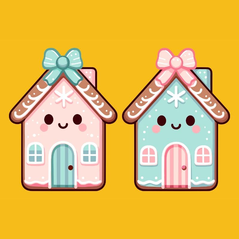 Cute Gingerbread House Duo