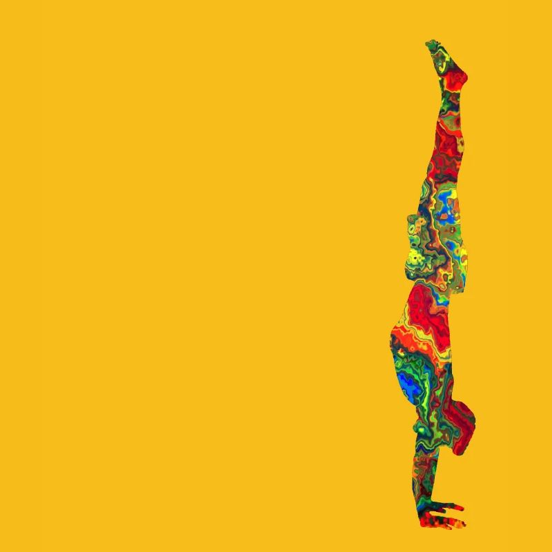 Handstand colorfully marbled