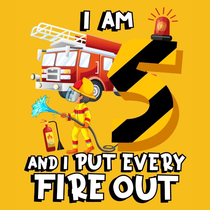 Fire engine with the theme I am 5 years old,
