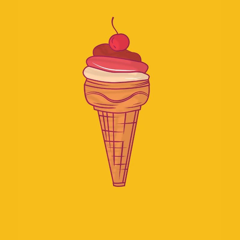 Eis Mit Kirsche In Einer Waffel