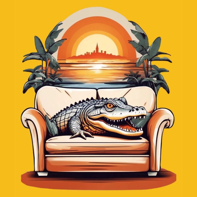 Alligator auf Sofa
