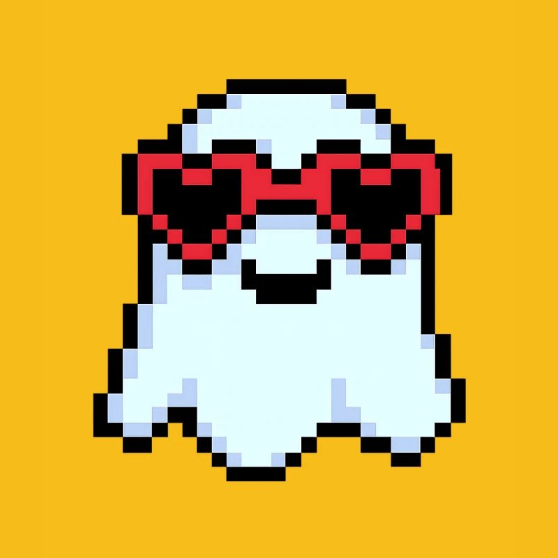 Pixel Ghost avec des nuances en forme de cœur