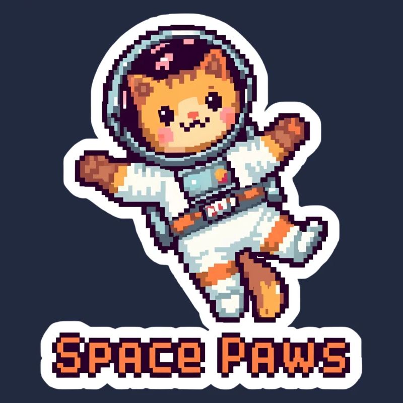 Space Paws – Pixel Cat Astronaut Sticker