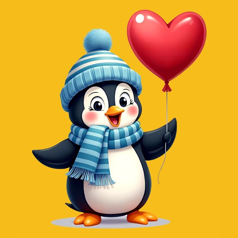 Pingouin mignon avec ballon