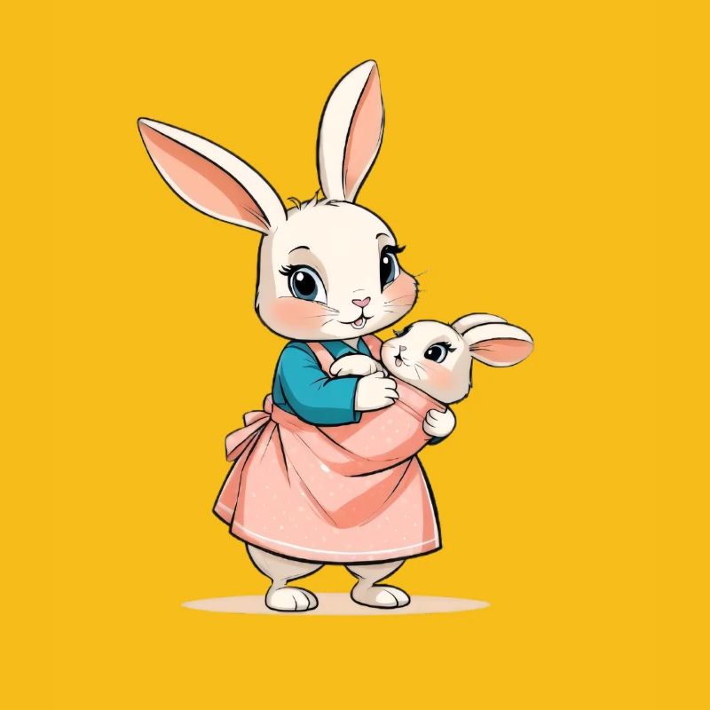 Mère lapin avec bébé