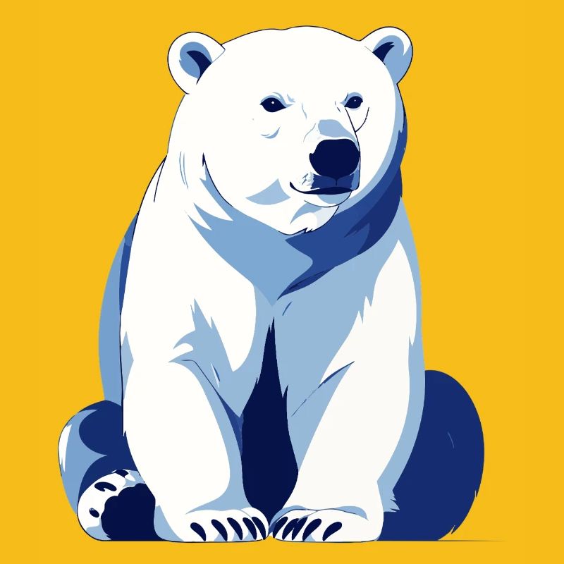 Blauer Polarbär großer freundlicher Eisbär sitzt