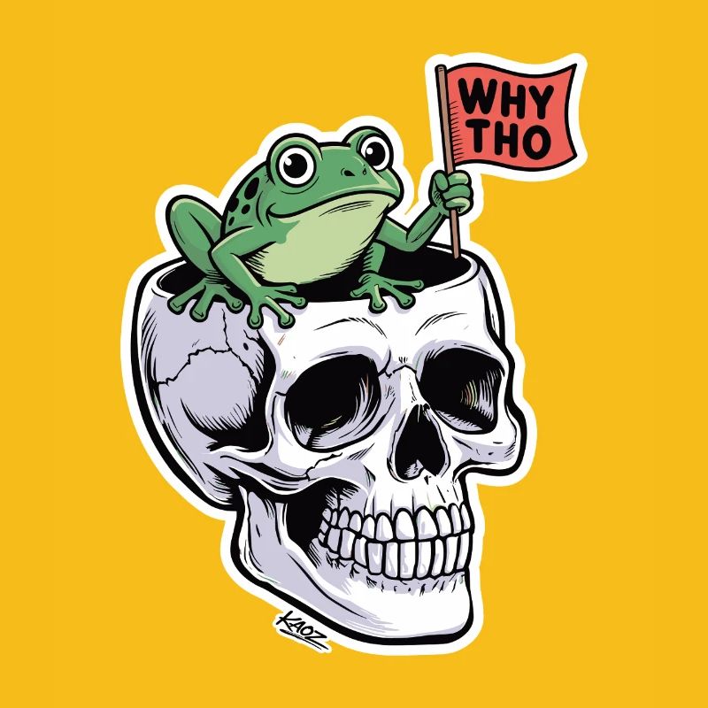 Frog on Skull: Why Tho Sticker