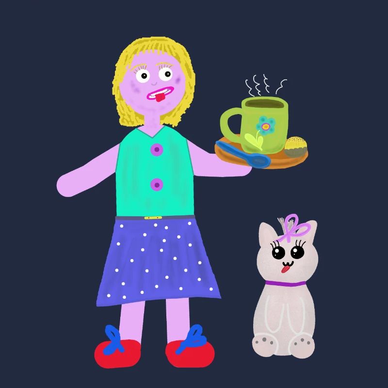 Fille joyeuse Café Praliné Chat
