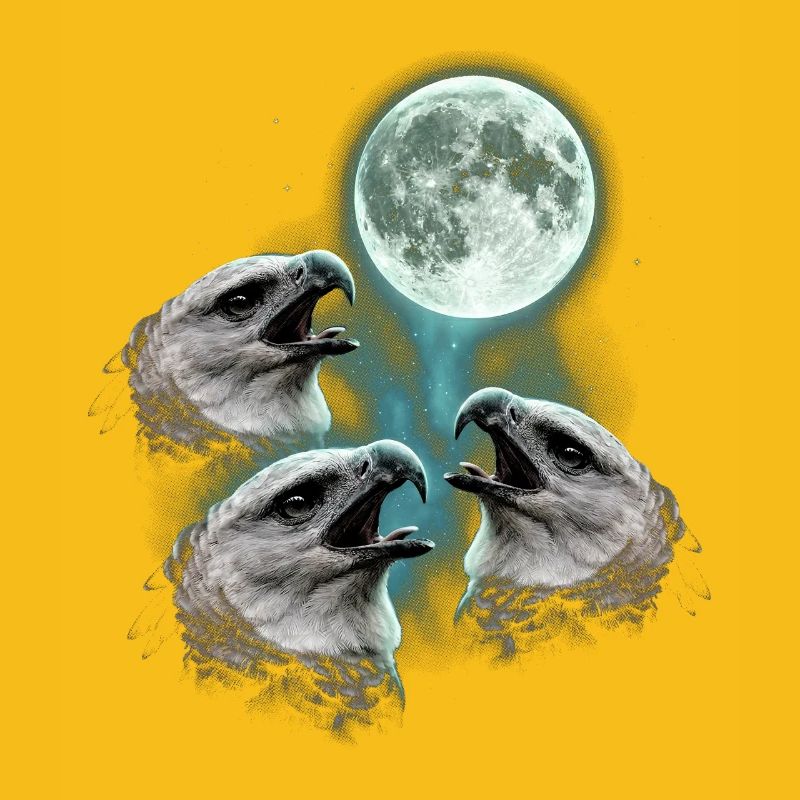 Harpy eagles howling at the moon