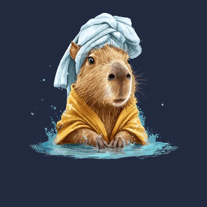 Kapybara en serviette de bain et peignoir