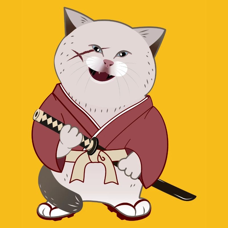 Mignon Chubby Samurai Cat tenant Katana