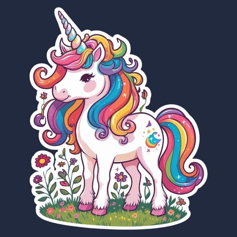 Licorne champ de fleurs
