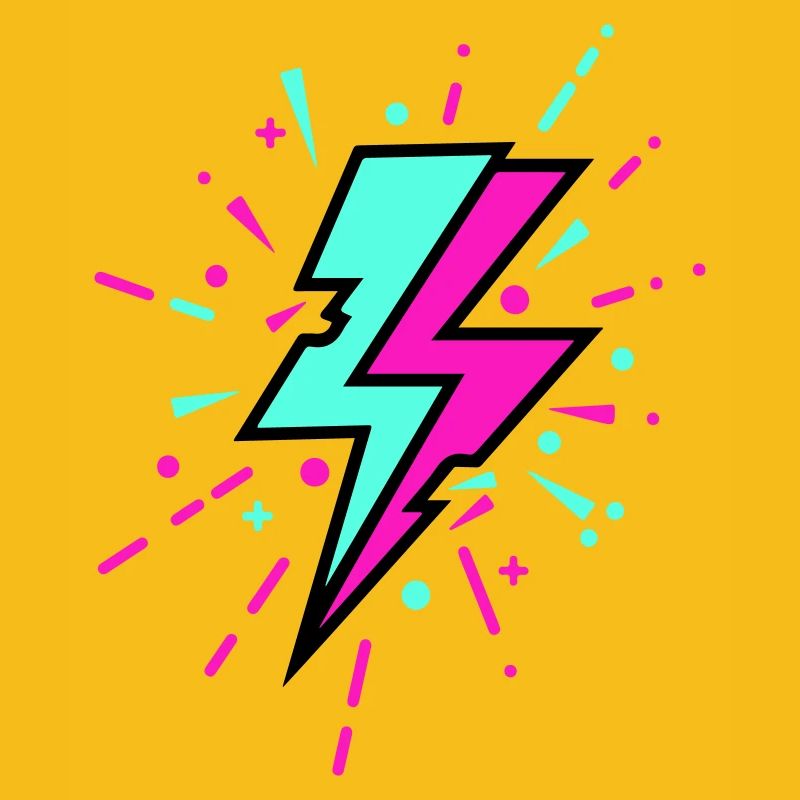 Retro Lightning Bolt Colorful Style
