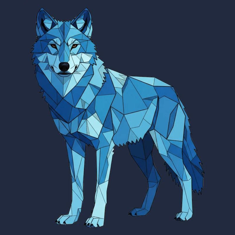 Blue polygon wolf