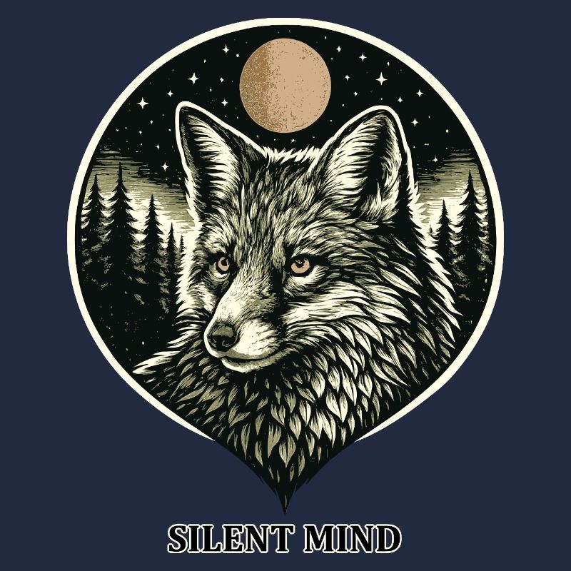 Silent Mind - Fox in Woodcut Style