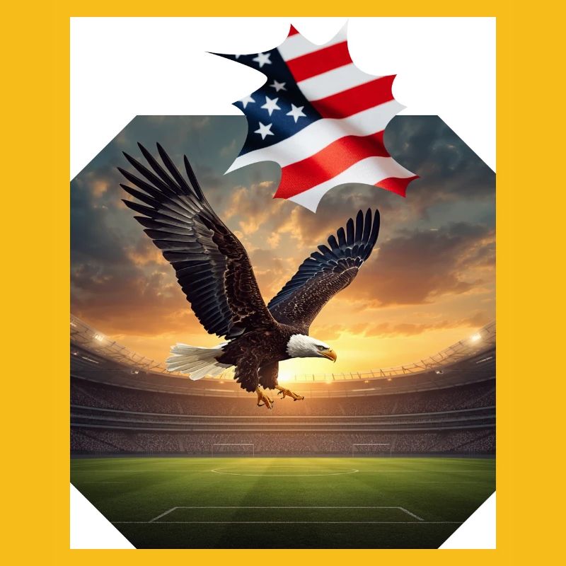 Patriotic eagle in stadium
