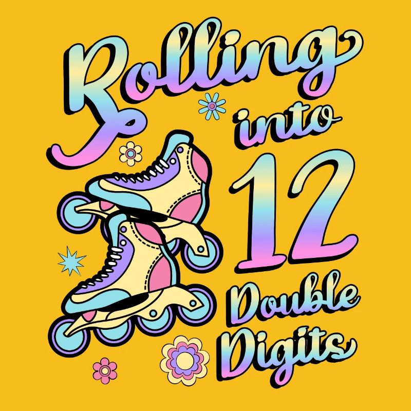 Rolling Into 12 Double Digits Floral Skaters 12.