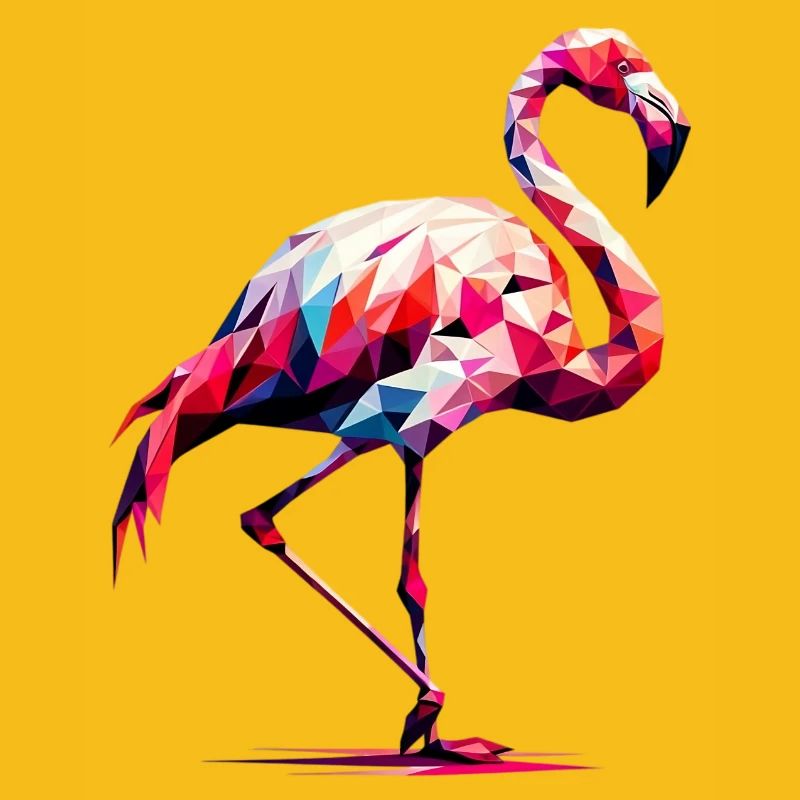 Flamant rose polygonal