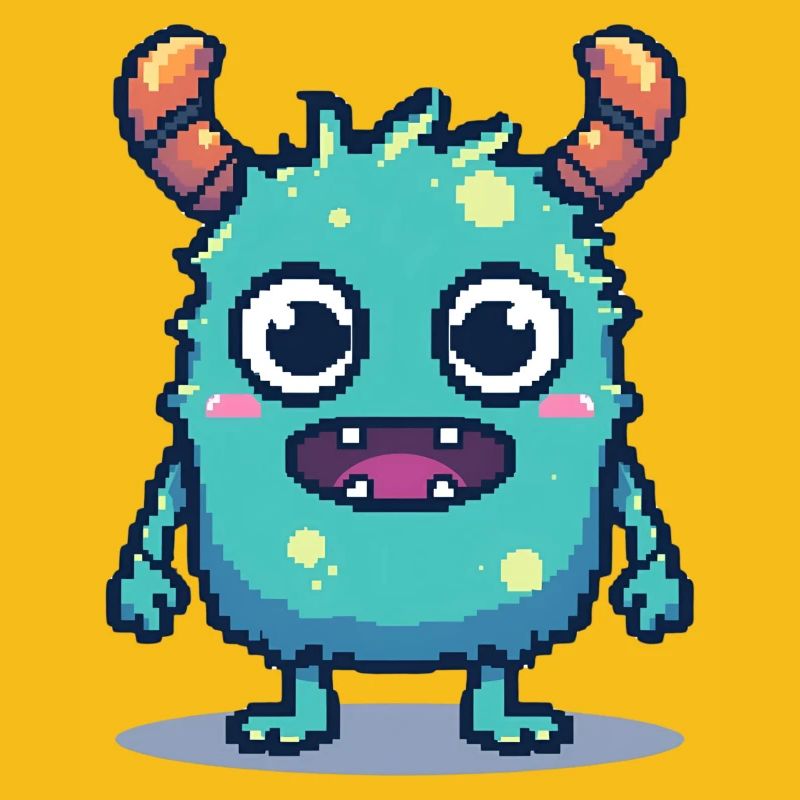 8-Bit Cute Pixel Monster Retro 90s Style