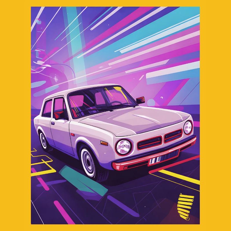 Synthwave Auto im Retro-Stil