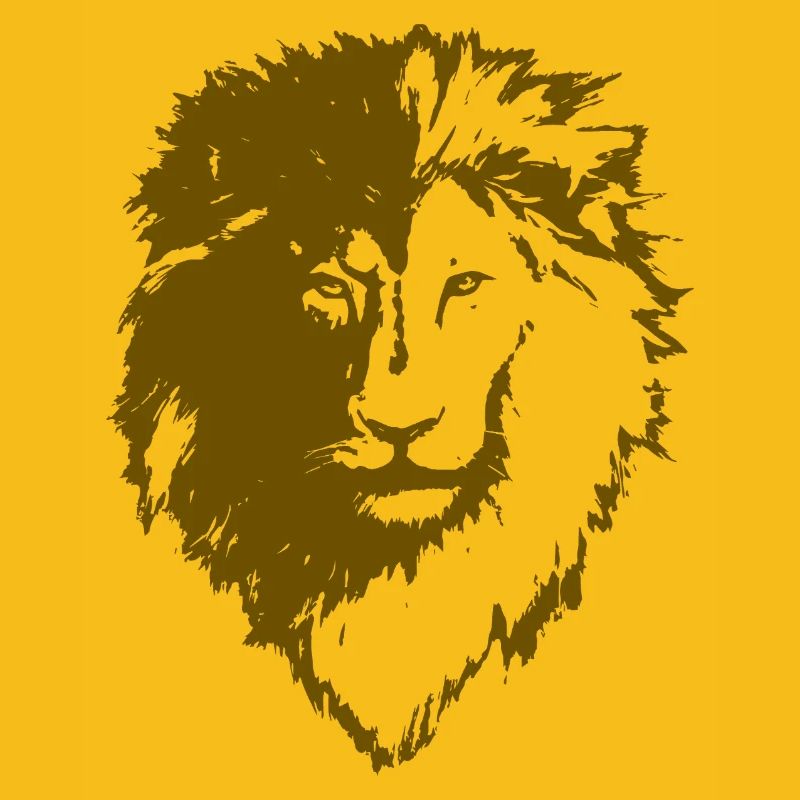 Silhouette de tête de lion ocre