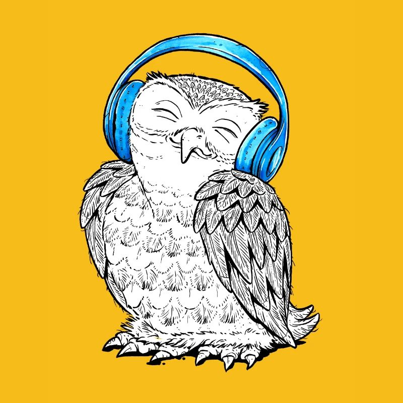 Hibou avec écouteurs