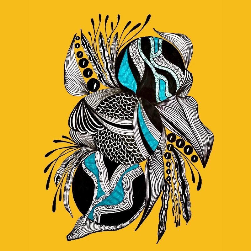 BlackTurquoise Scale Pattern