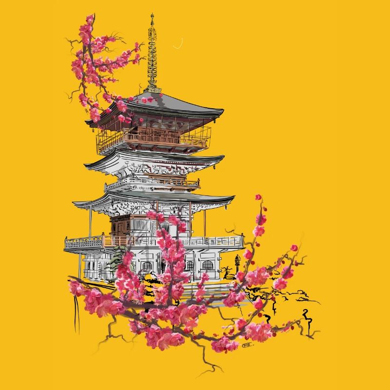 Pagode und Sakura